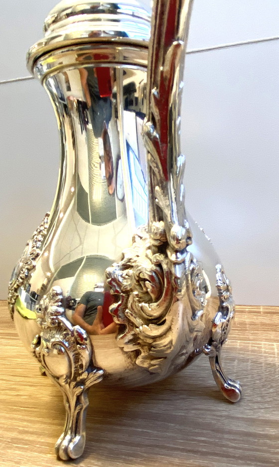Image 1 of Élégante & Ancienne Verseuse à Thé Café Style Louis XV Rocaille Métal Argenté