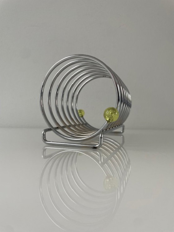 Image 1 of Porta toast cromato postmoderno vintage con dettagli al neon