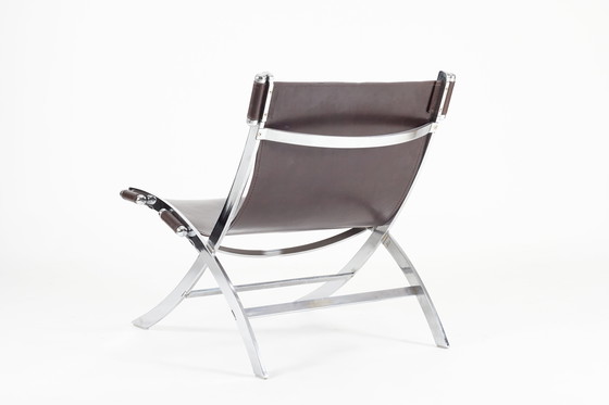 Image 1 of sillón italiano postmoderno de cuero y diseño cromado, años 80