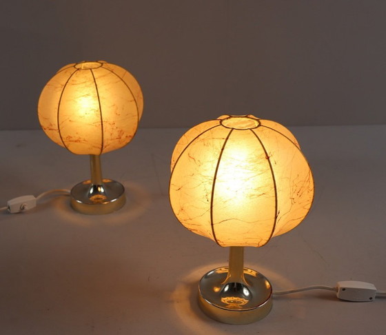 Image 1 of Lampes de table Cocoon de style Mid-Century par Goldkant, conçues par Friedel Wauer, Allemagne, années 1960