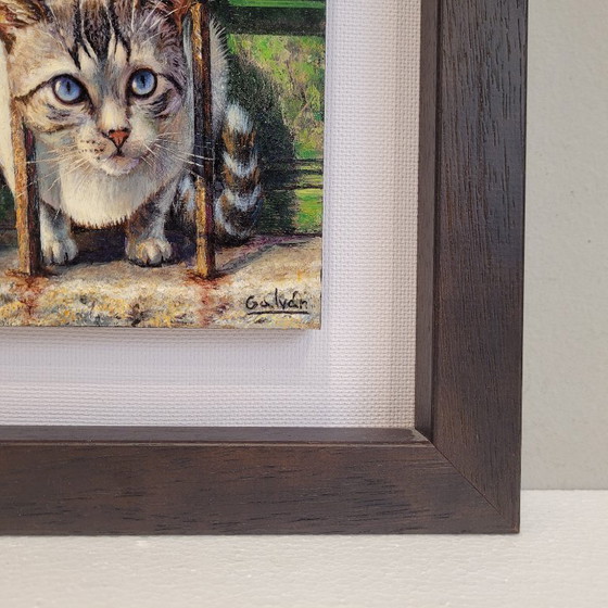 Image 1 of “Cat looking out the window” Miguel A. Galván Mangas, late 20th century - Valladolid, Spain