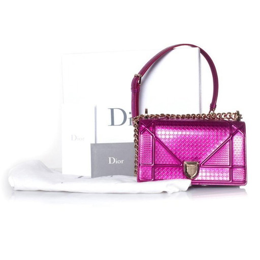 Borsa a tracolla Christian Dior, modello Diorama metallizzato