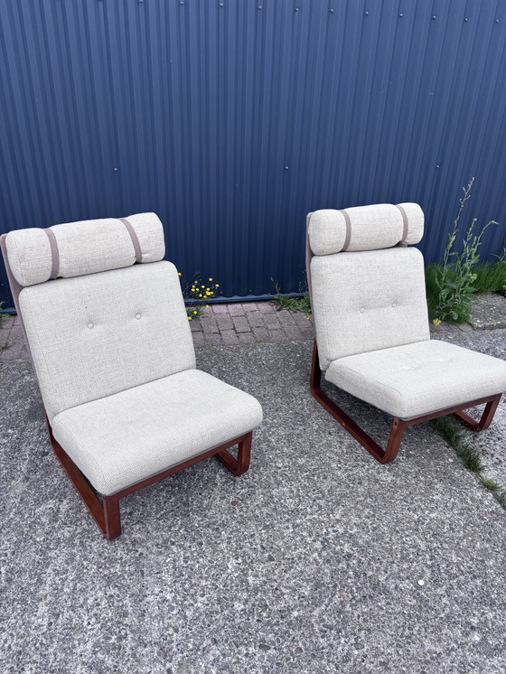 Image 1 of 2 stuks design vintage teak magnes olesen poltrona fauteuil