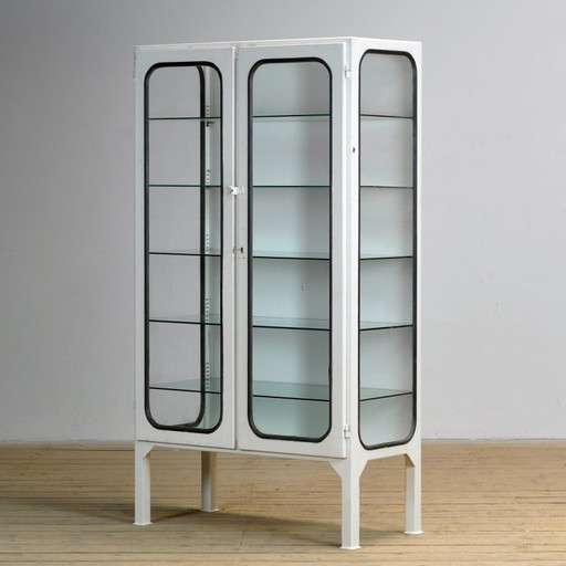 Vintage Iron And Glass Medical Cabinet, 1970s