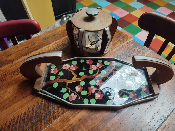 Image 1 of Rare Magnifique Ancienne Boîte à Biscuits Avec Son Plateau