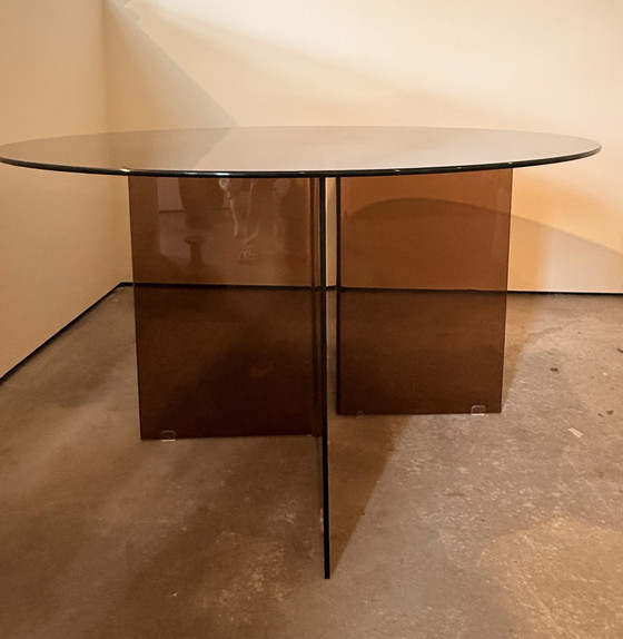 Image 1 of Bruin glazen eet tafel 120  westwing 