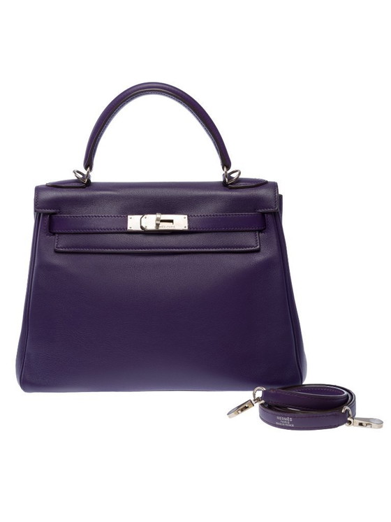 Image 1 of HERMES Kelly 28 in Purple Leather