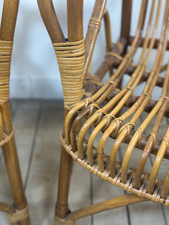Vintage 1960 Rattan and Bamboo Armchairs (Pair) – Side chairs (photo 6 of 13)