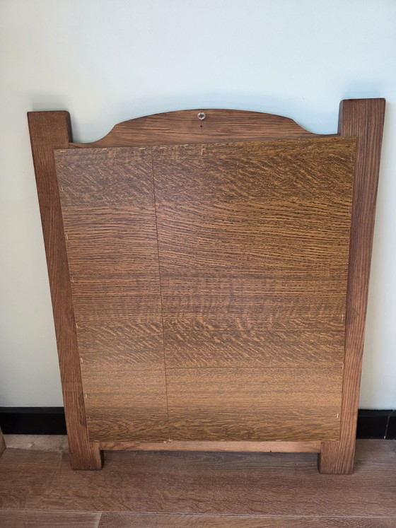 Vintage Oak Wall Mirror, Solid Wood Frame, 75x62 cm, Glass, Brown (photo 6 of 6)