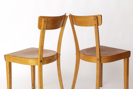Image 1 of Paire de chaises de salle à manger de Francfort des années 1950, Allemagne - Remise à neuf Beechwood Classics