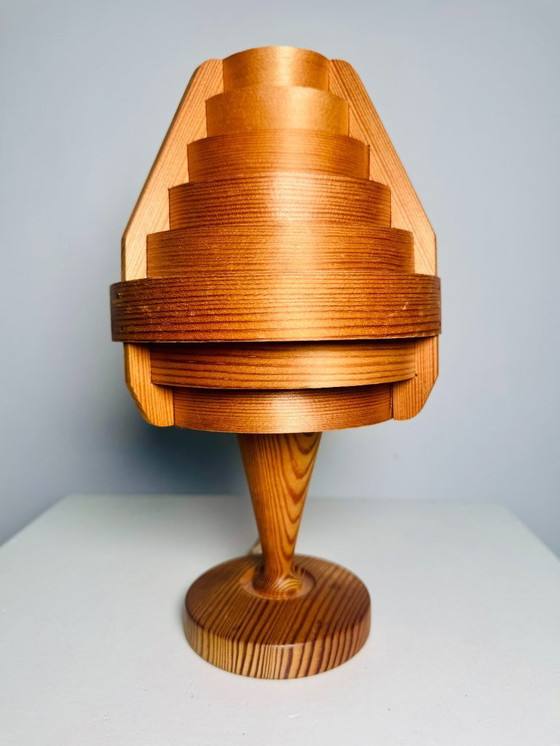 Image 1 of Lampada da tavolo conica impiallacciata in pino di Hans-Agne Jakobsson per AB Markaryd, Svezia, anni '60