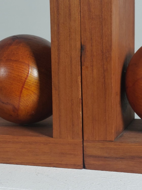 Image 1 of Wooden Art Deco bookends with ball decoration