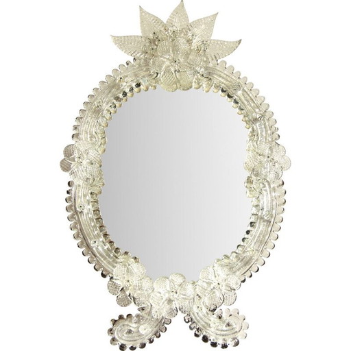 Miroir vintage en verre de Murano et bois massif, Italie 1960