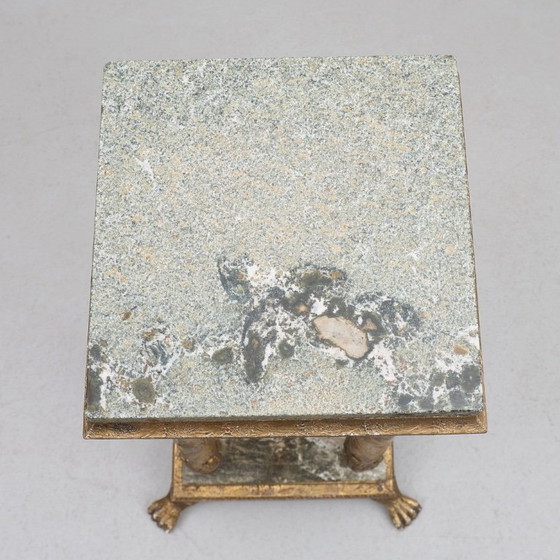 Image 1 of Decorative Pedestal with Marble Top and Lion Paw Feet  For sale: an elegant decorative pedestal with a marble top and beautifull