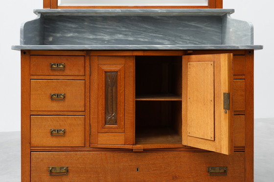Image 1 of Art Nouveau bedroom set attr. to De Coene with artwork by Geo Verbanck, Belgium ca. 1905