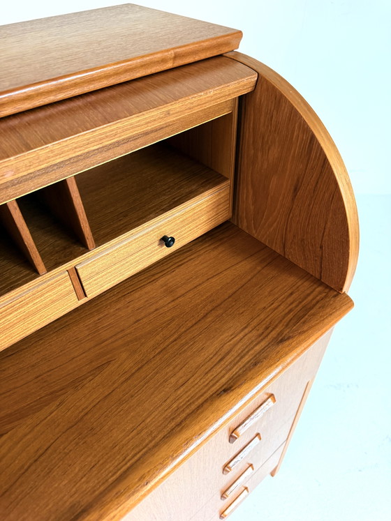 Image 1 of Vintage Danish teak roll-top secretary desk '60