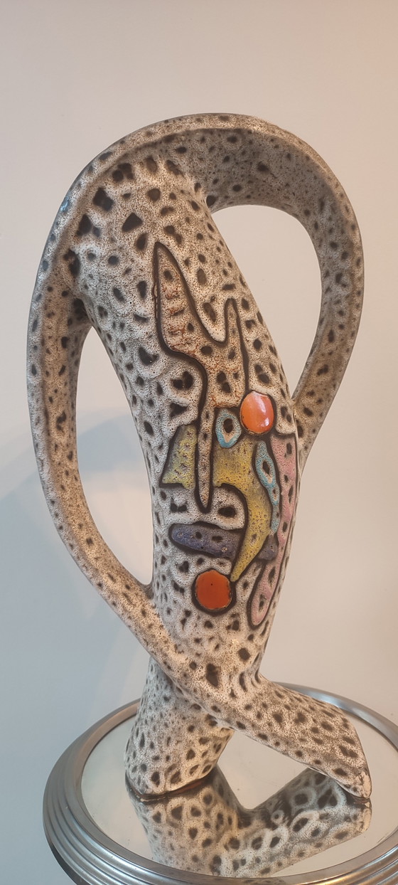 Image 1 of Sculptural Ceramic Vase (43cm) by Marius Bessone, Vallauris (1955-1960)

