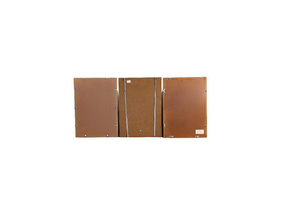 Image 1 of Set of 3 wall art, textured painting, Möck burlap, Bauhaus modern