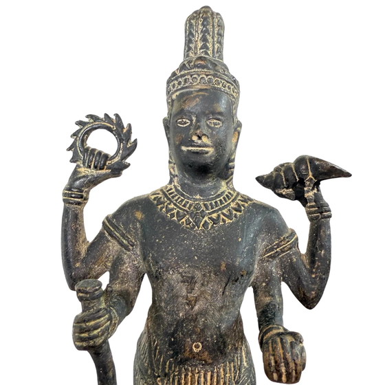 Raro Vishnu Khmer | XIII-XIV Secolo | Con Deposizione Rituale d'Oro | Qualità Museale – Sculture, Bronze (photo 6 of 10)