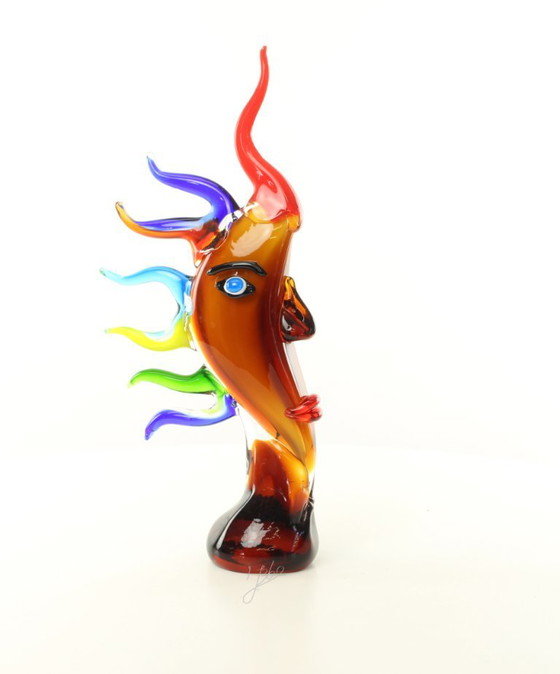 17,2 Pollici Volto di Luna Murano Picasso Stile Sculture in Vetro Arte Soffiata a Mano nuovo – Murano Glass (photo 9 of 15)