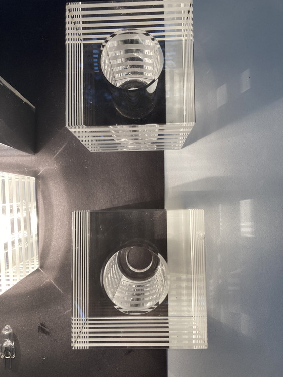 Image 1 of Lámpara de pared halógena moderna en cristal y metal cromado.