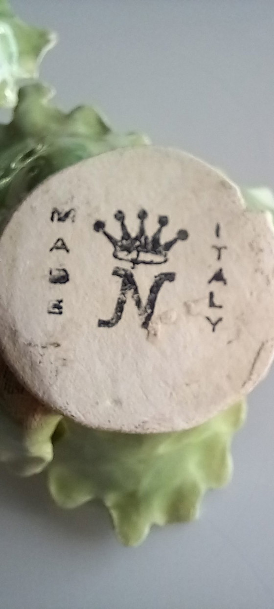 Image 1 of Italiaanse keramische bloemornamenten - set van 3 - Mid-century decor