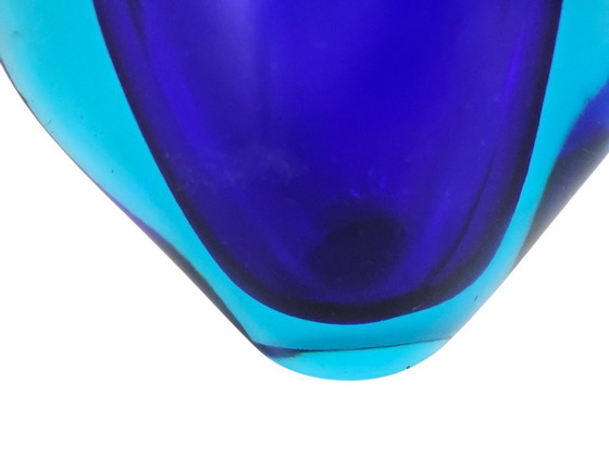 Image 1 of Murano – Flavio Poli – Vase „Knospe“ – Aquamarin und Kobaltblau – Italien – 1960er Jahre