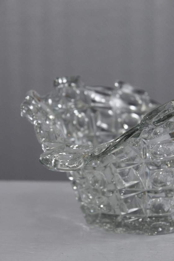 Image 1 of Sklo Union Libochovice - Boheems Kristallen Beker Decor Lens 1950 Op Art