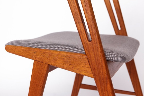 Image 1 of Unique Danish Armchair – 1960s/1970s Teak Vintage Desk or Dining Chair, Grey Upholstery, Mid Century Modern