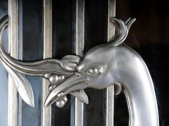 Image 1 of XXL monumental Italian mirror with cranes and columns, 1980