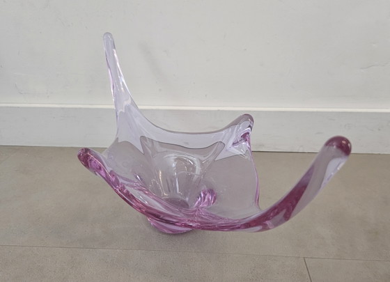 Image 1 of Glazen murano schaal lila
