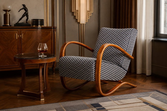 Restored Art Deco Armchair, by J. Halabala for UP Zavody, Beech, Czech, 1930s – Textile, Wood (photo 9 of 13)