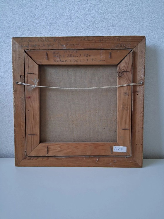 Image 1 of Dipinto originale ad olio su tela con cornice in legno | Paesaggio fluviale | Vintage