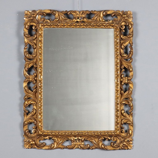Mirror in wood and golden tablets