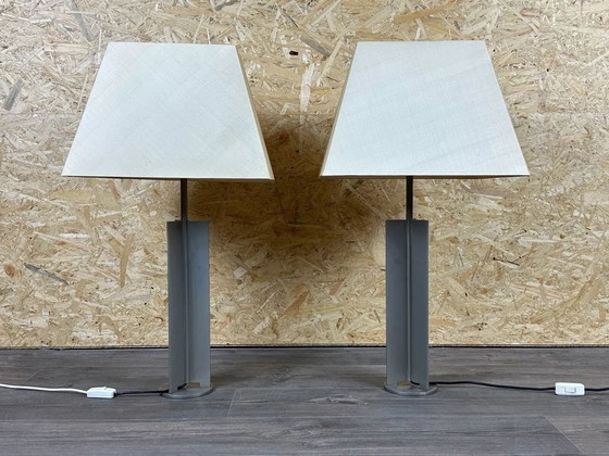 Image 1 of 2x 60er 70er Jahre XL Tischlampe Tischleuchte Aluminium Metall Space Age Design