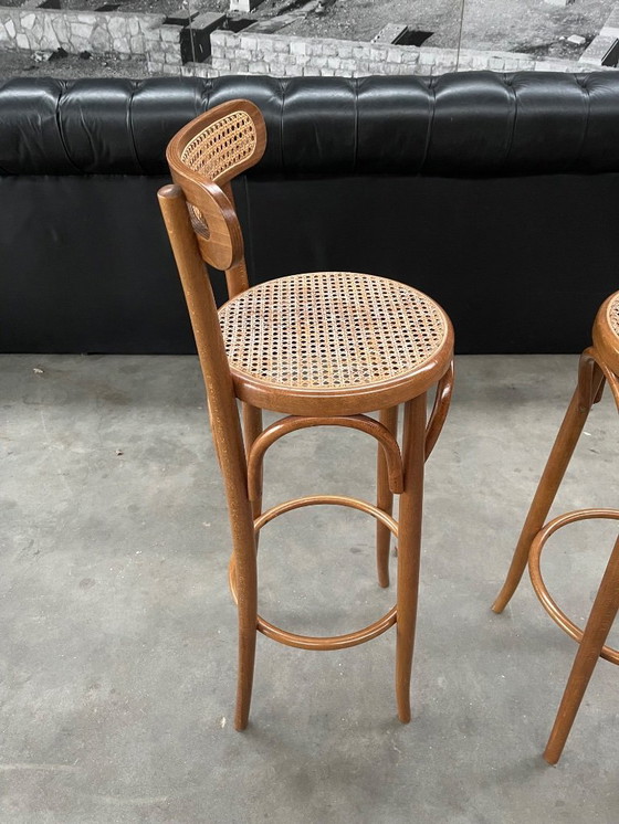 Image 1 of Vintage set van 2 rieten barkrukken