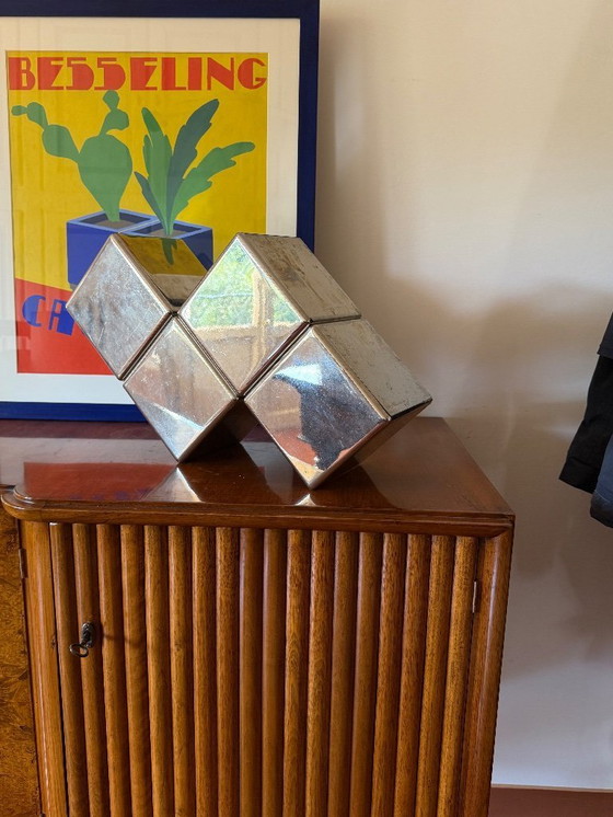 Image 1 of Postmodern steel tetris sculpture, Italy 1980s