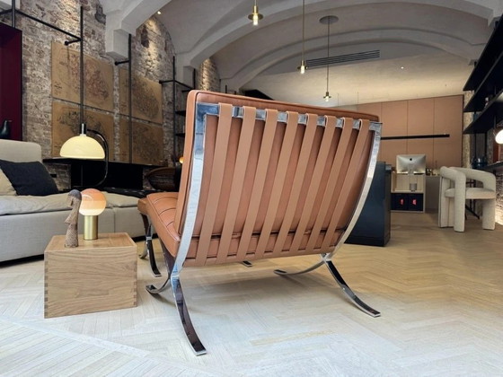 Image 1 of KNOLL SET BARCELONA NEW-NEVER USED Cognac leather design L. Mies Van der Rohe & Lilly Reich 1929