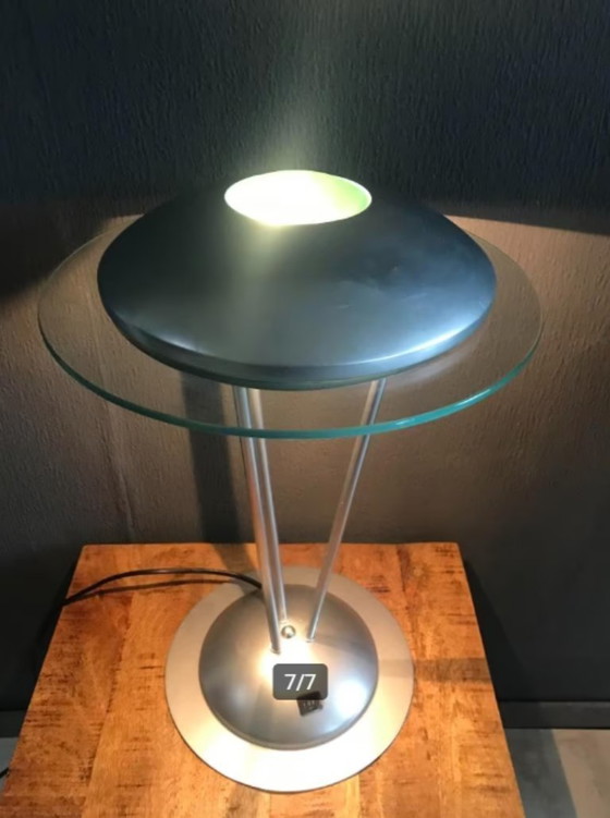 Image 1 of Vintage UFO Table Lamp 1980s Metallic Silver - Space Age
