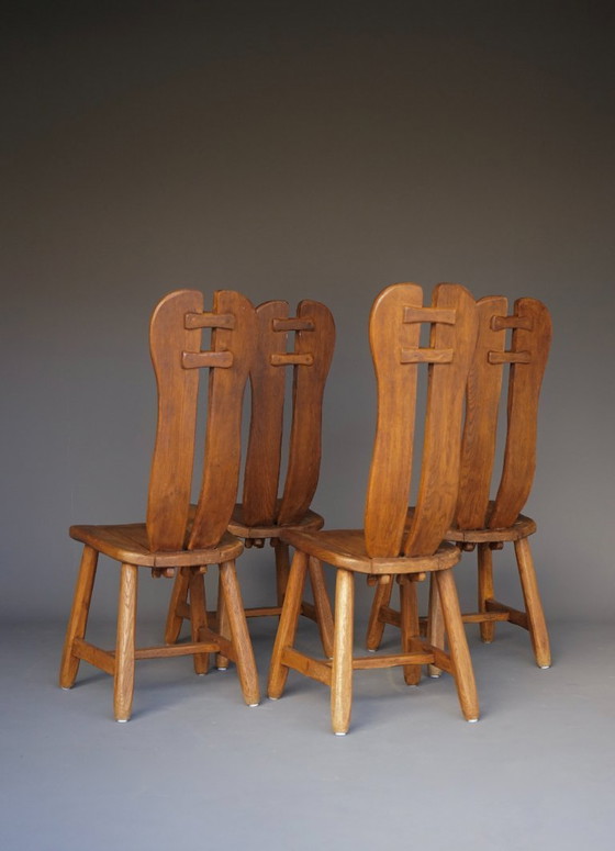 Image 1 of Set da pranzo brutalista in rovere massiccio di De Puydt, Belgio. 1970s