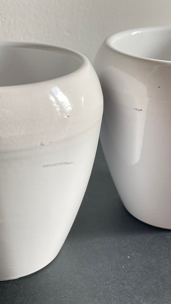 Image 1 of Pair of White Ceramic Candlesticks