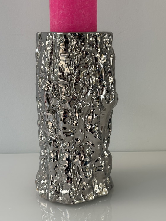 Image 1 of It’s about RoMi Amsterdam kandelaar boomstam in RVS zilverkleurige glazuur 