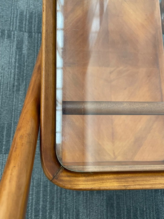 Image 1 of Elegant teak tea table with tray and glass top. Cassini, 1950's