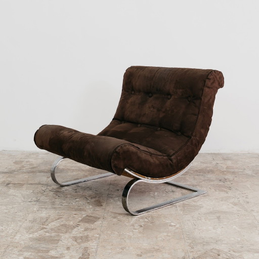 Fauteuil design Renato Balestra Cinova 1973, acier chromé, antiquités modernes