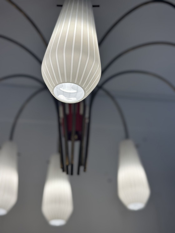 Image 1 of  Prachtige Vintage Opaalglas Kroonluchter Plafond Hanglamp Prachtige Vintage Opaalglas Kroonluchter Plafond Hanglamp 1/5 Prachti