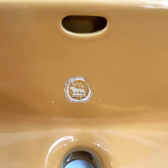 Image 1 of Vintage mosterdkleurige wastafel (L) van Keramag Keravit, jaren 80