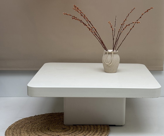 Image 1 of Vintage vierkante Japandi salontafel wit design Jan des Bouvrie 80s