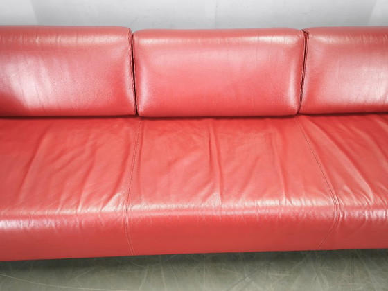 Wittmann Übergroßes rotes Leder Lounge Sofa, Österreich, 2000er, Sofagarnitur (Foto 16 von 19)