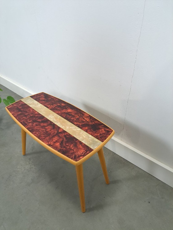 Image 1 of 1950s side table with red Formica top, plant table, no. 32