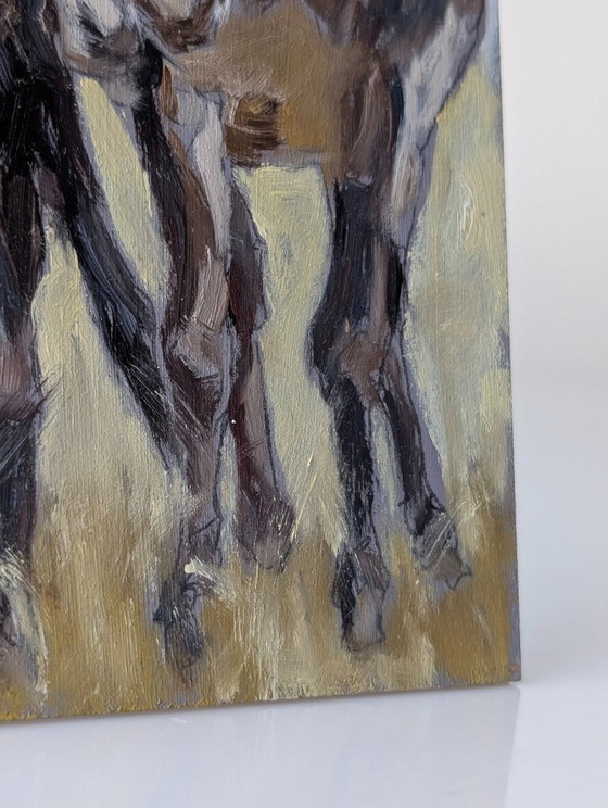 Image 1 of Ritratto di un asino in stato di maternità, olio su tavola, XX secolo.